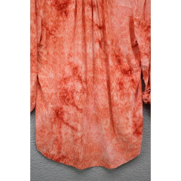 New Directions 3/4 Roll-tabbed Sleeves Silky Button-Up Top-Medium-New w/Tags - Picture 10 of 12